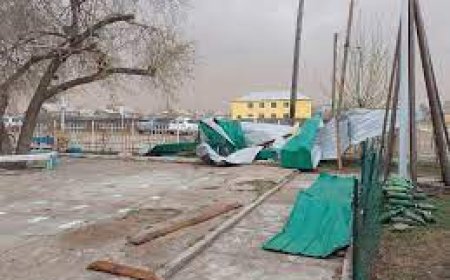 Архангай аймагт хүчтэй шуурганы улмаас сургуулийн төмөр дээвэр салхинд хийсжээ