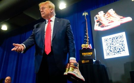 Дональд Трамп шүүхээс 355 сая доллараар торгох ял авсан  ч  сонгуулийн кампанит ажлын үеэр өөрийн брэндийн пүүзийг танилцуулжээ