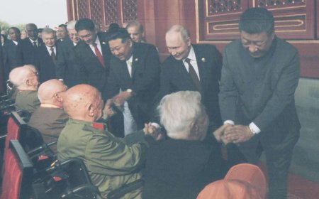 Ши, Путин, Ким, Хүрэлсүх нар Бээжингийн дурсгалт газарт цугларч, цэргийн сүрт жагсаалд оролцов