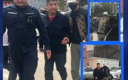 Б.Амарсайхан, Ц.Санжаачойпэл нарт зодуулсан С-д яллагдагчаар татагдаж, шүүх танхим руу орлоо